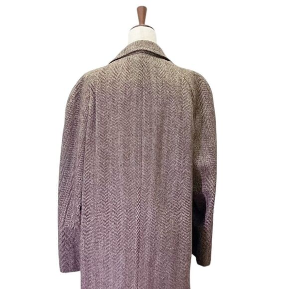 Vintage Clipper Craft Brown Herringbone Overcoat Union Made Size Medium Large - Picture 9 of 16